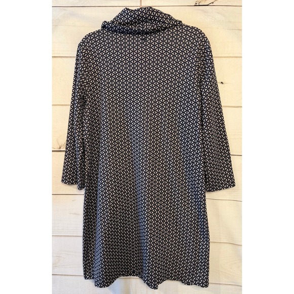 Tyler Boe Geometric Print Cowl Neck 3/4 Sleeve Dress Womens L - Picture 2 of 7
